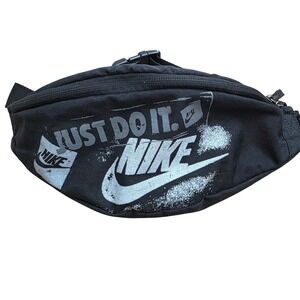 Nike Heritage Fanny Pack Black Just Do It Graphic Hip Waist Belt Crossbody Bag